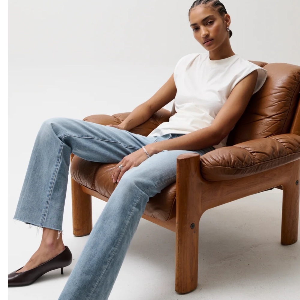 NWT pistola Cassie super high rise straight leg raw hem jeans size 25